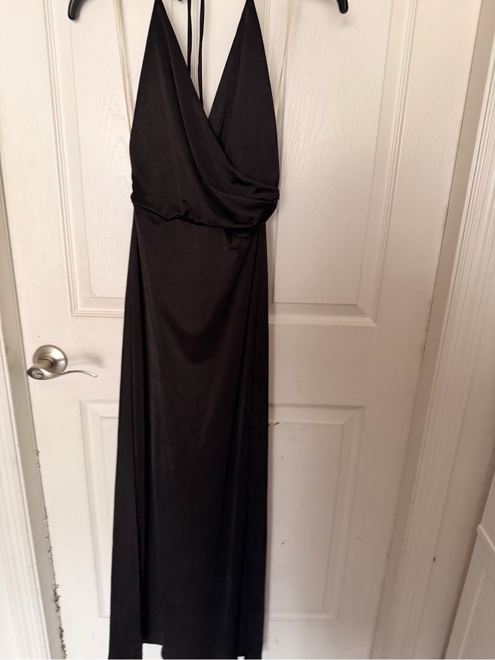 Black Halter Maxi Dress with Draped Bodice